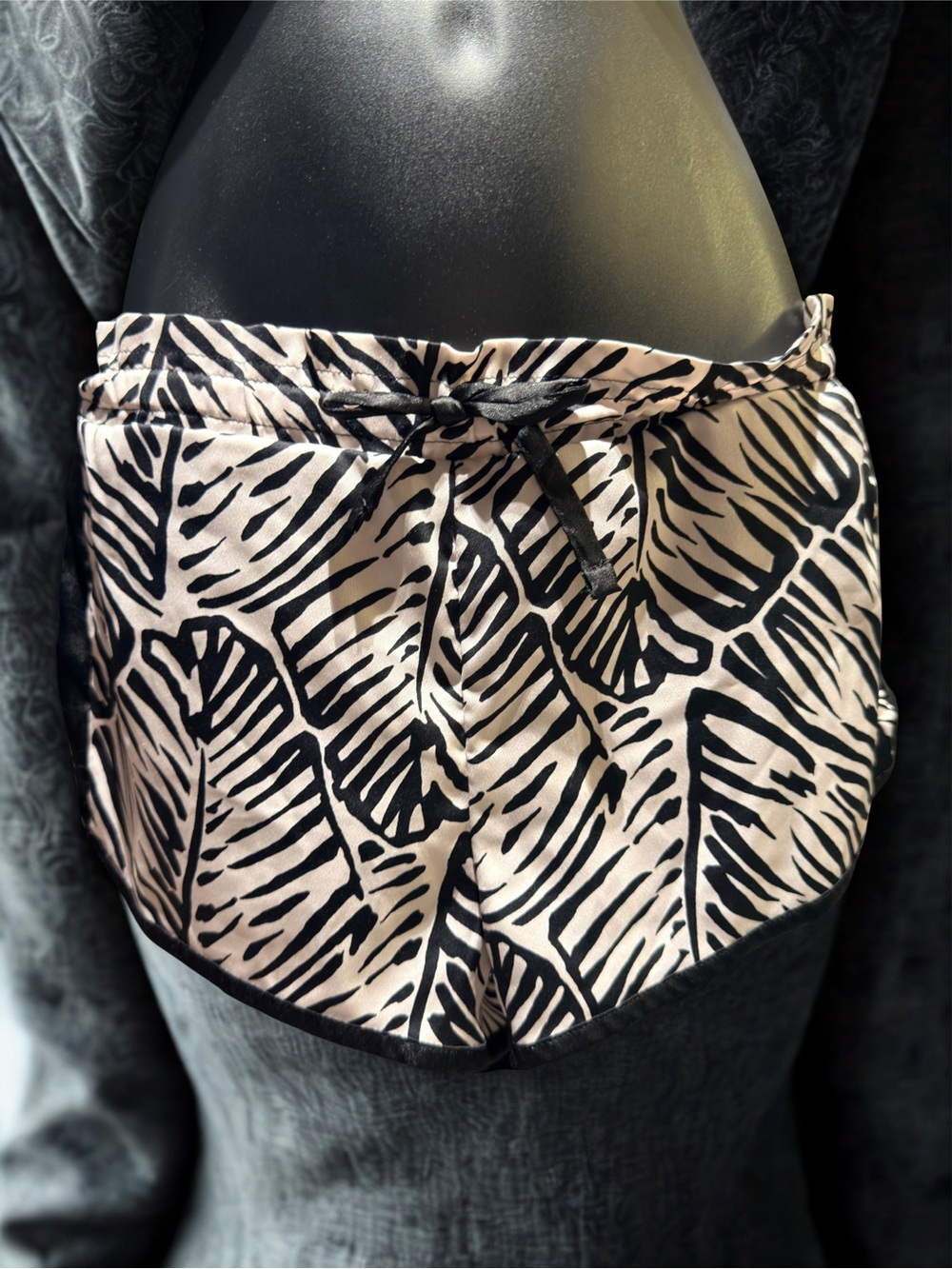 Victoria's Secret Black and Cream Zebra Print Satin Shorts